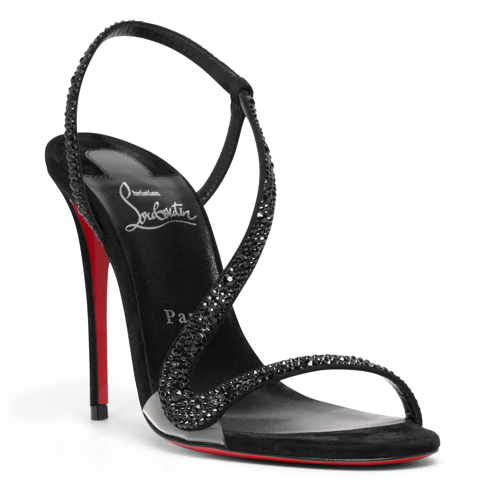 Rosalie 100 Black Strass Sandals by Christian Louboutin