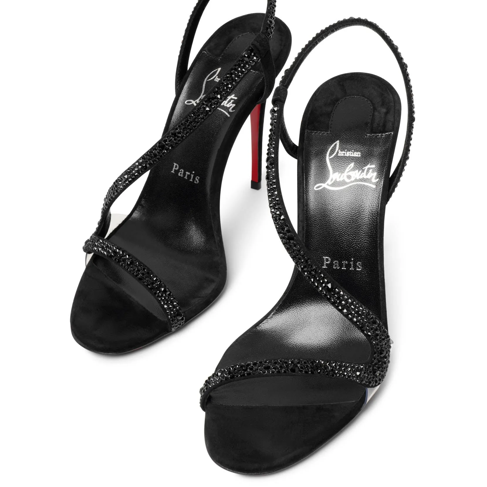 Rosalie 100 Black Strass Sandals by Christian Louboutin