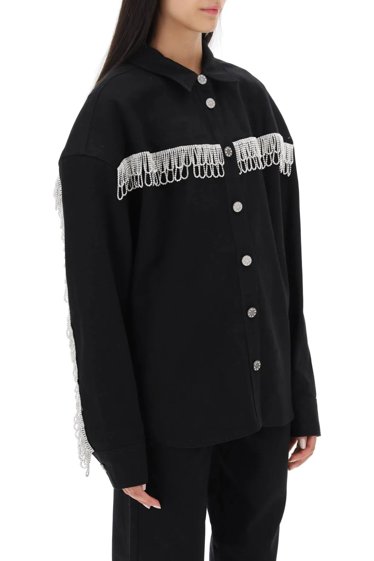 Black Crystal Fringe Overshirt Rotation 101014100