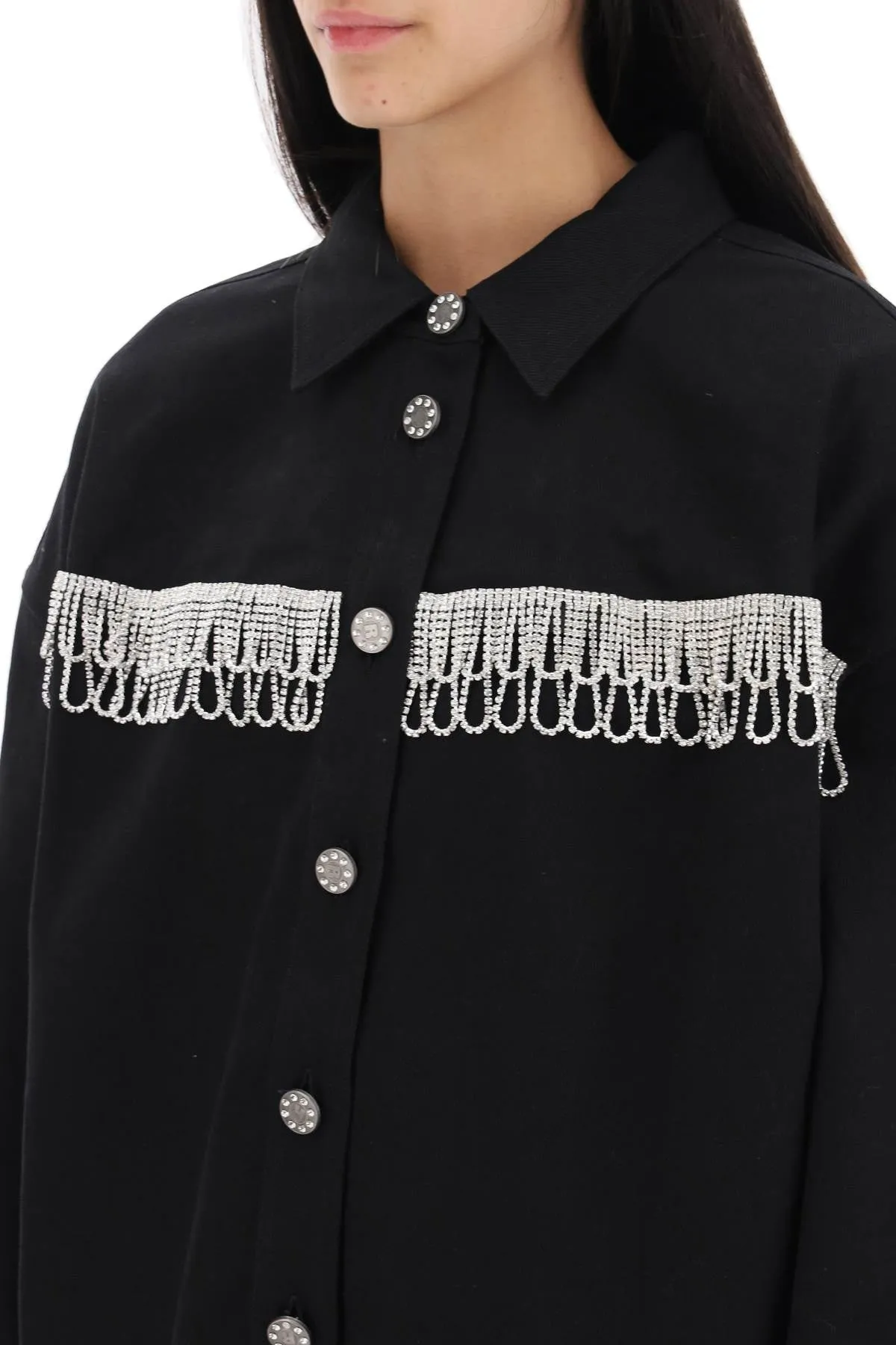 Black Crystal Fringe Overshirt Rotation 101014100