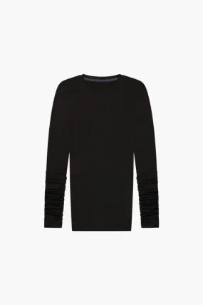 Ruched Black Long Sleeve Tee by REBE.