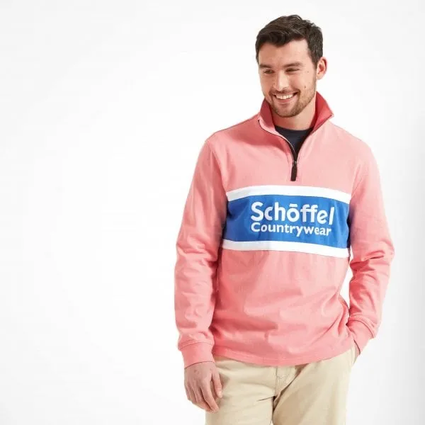 Schoffel Unisex Exeter Heritage 1/4 Zip Sweatshirt in Flamingo