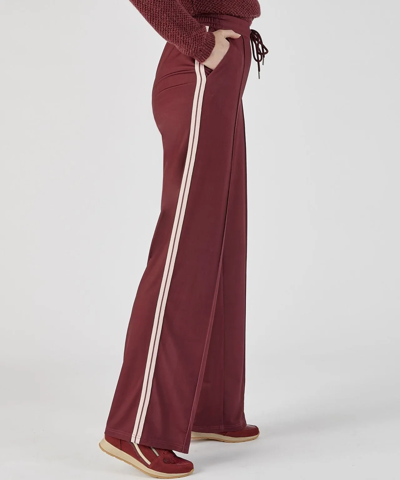 Wide-leg Pants with Side Stripes