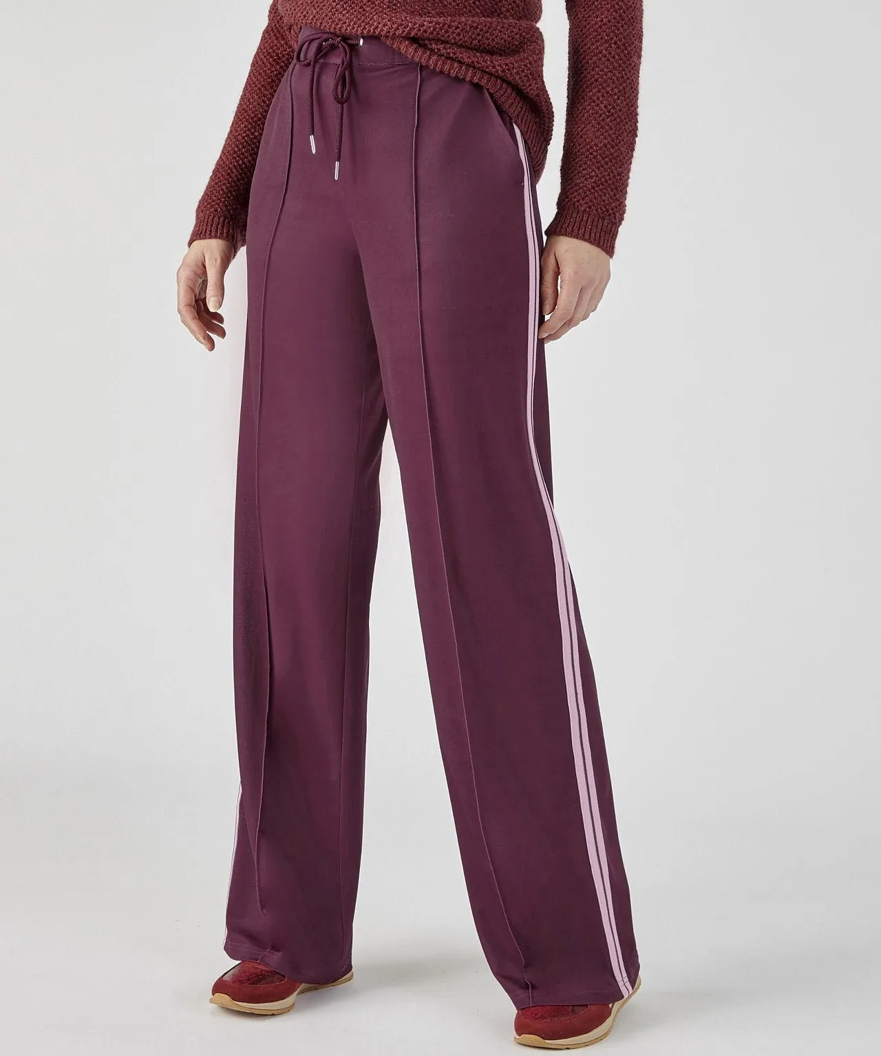 Wide-leg Pants with Side Stripes