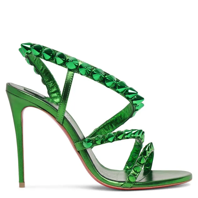 Spikita Strap Spinach Laminato Sandals by Christian Louboutin