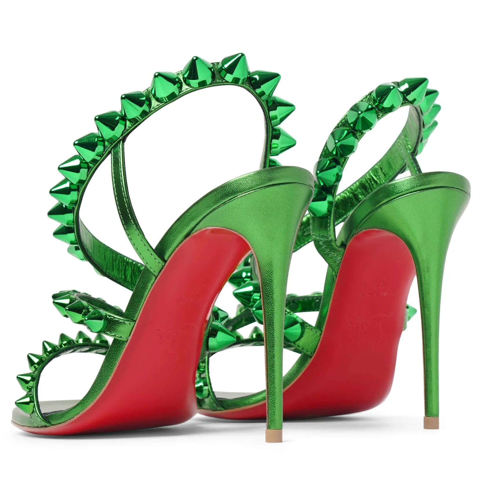 Spikita Strap Spinach Laminato Sandals by Christian Louboutin