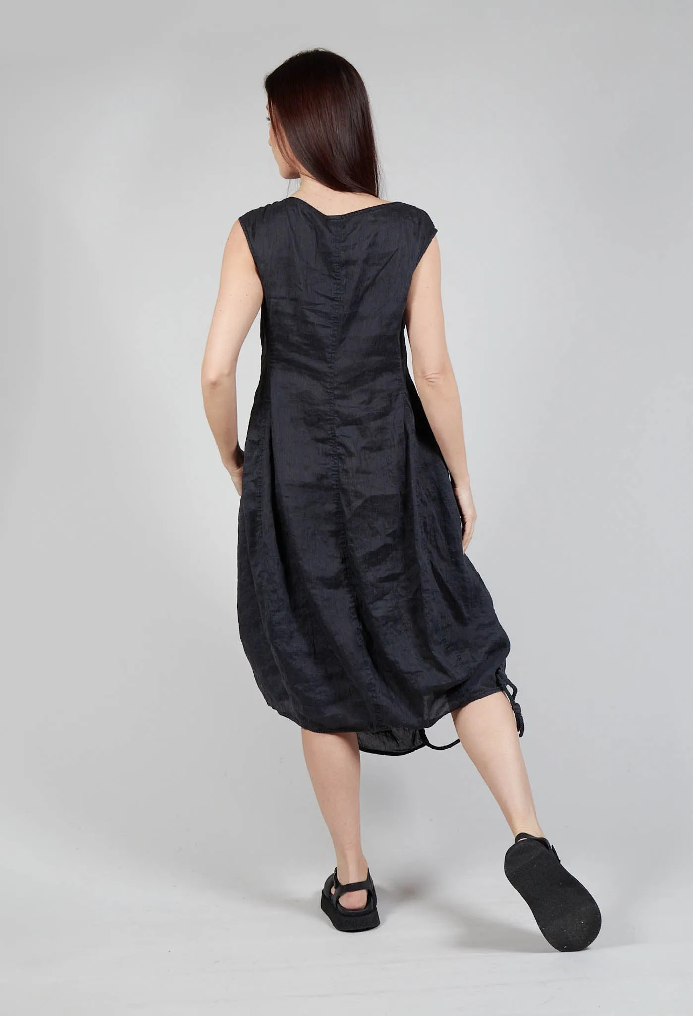 Black Melange Stitch Smock Dress