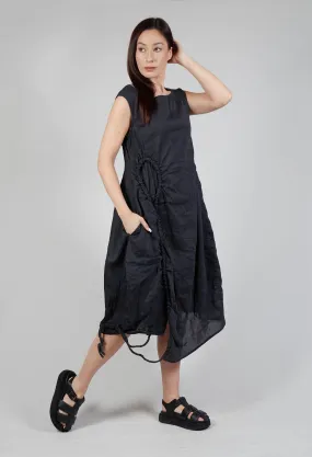 Black Melange Stitch Smock Dress