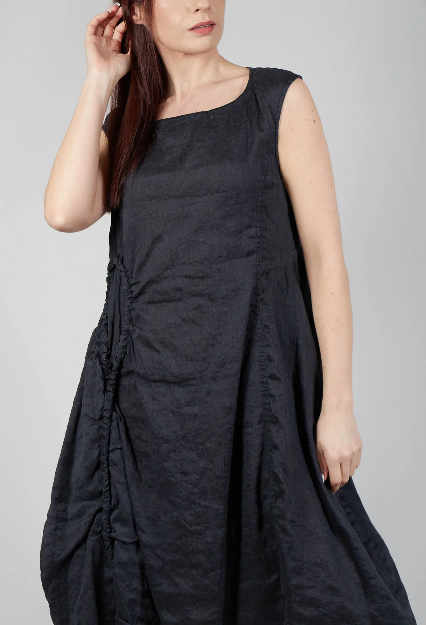 Black Melange Stitch Smock Dress