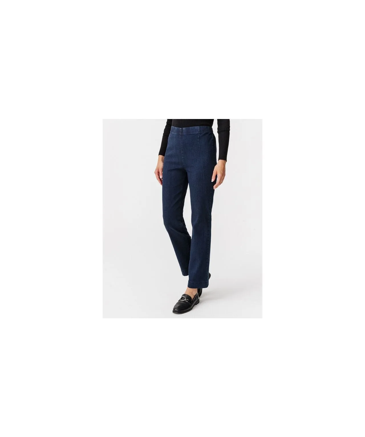 Pull-On Straight Leg Denim Trousers