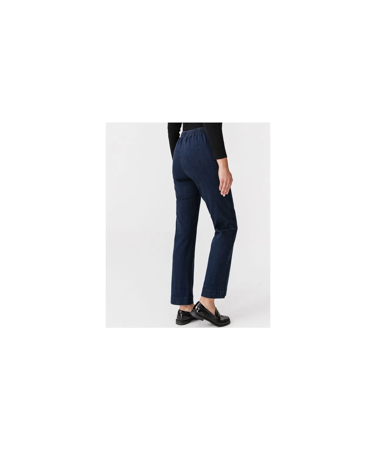 Pull-On Straight Leg Denim Trousers