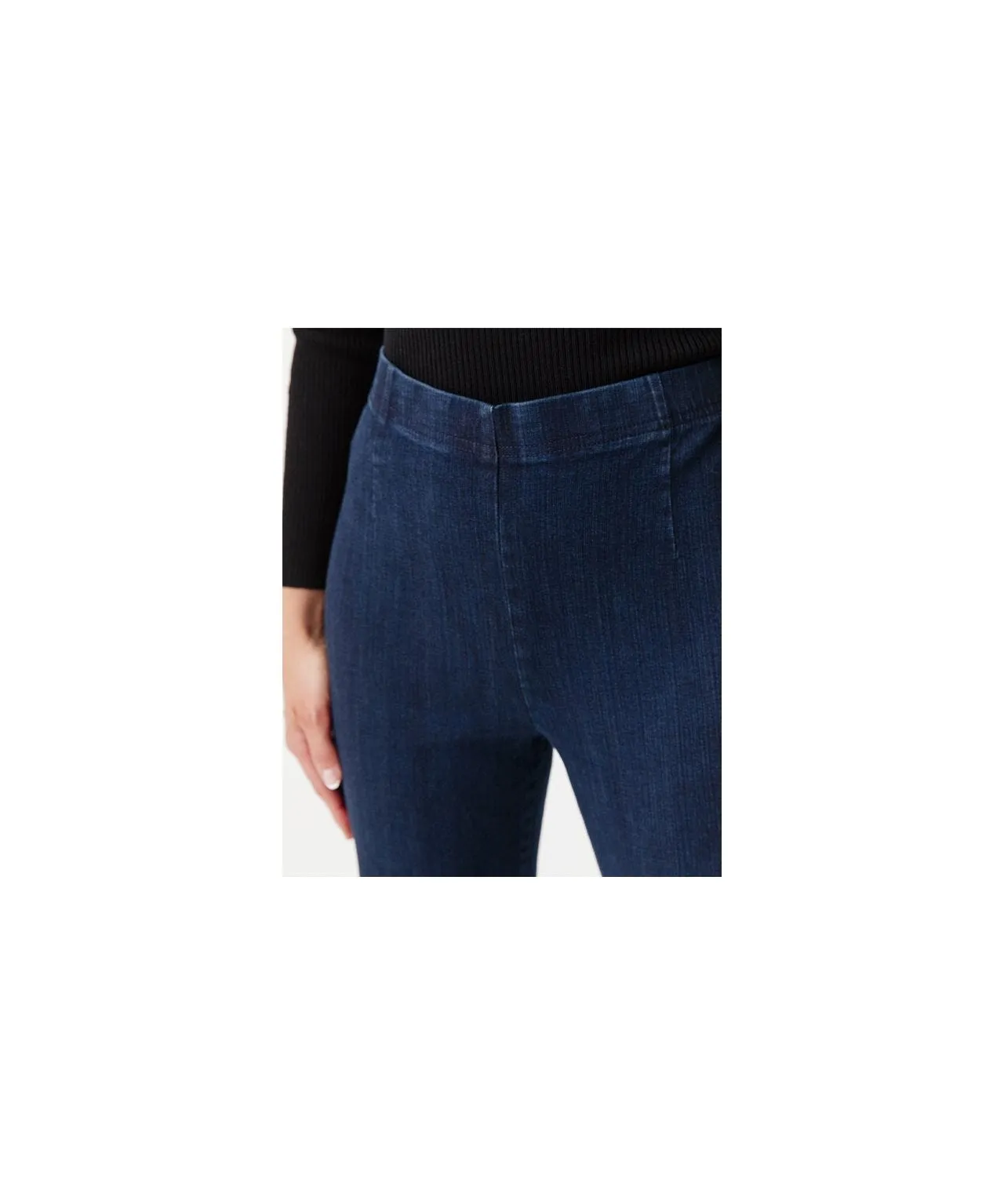 Pull-On Straight Leg Denim Trousers