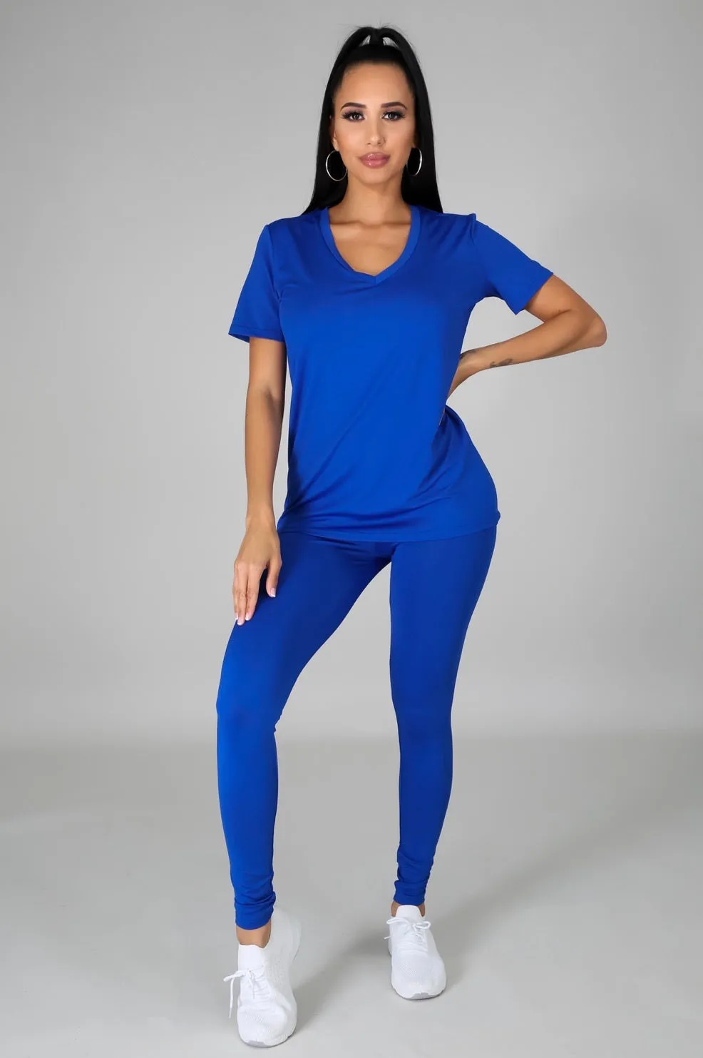 Structured V-Neck Top and Pants Set