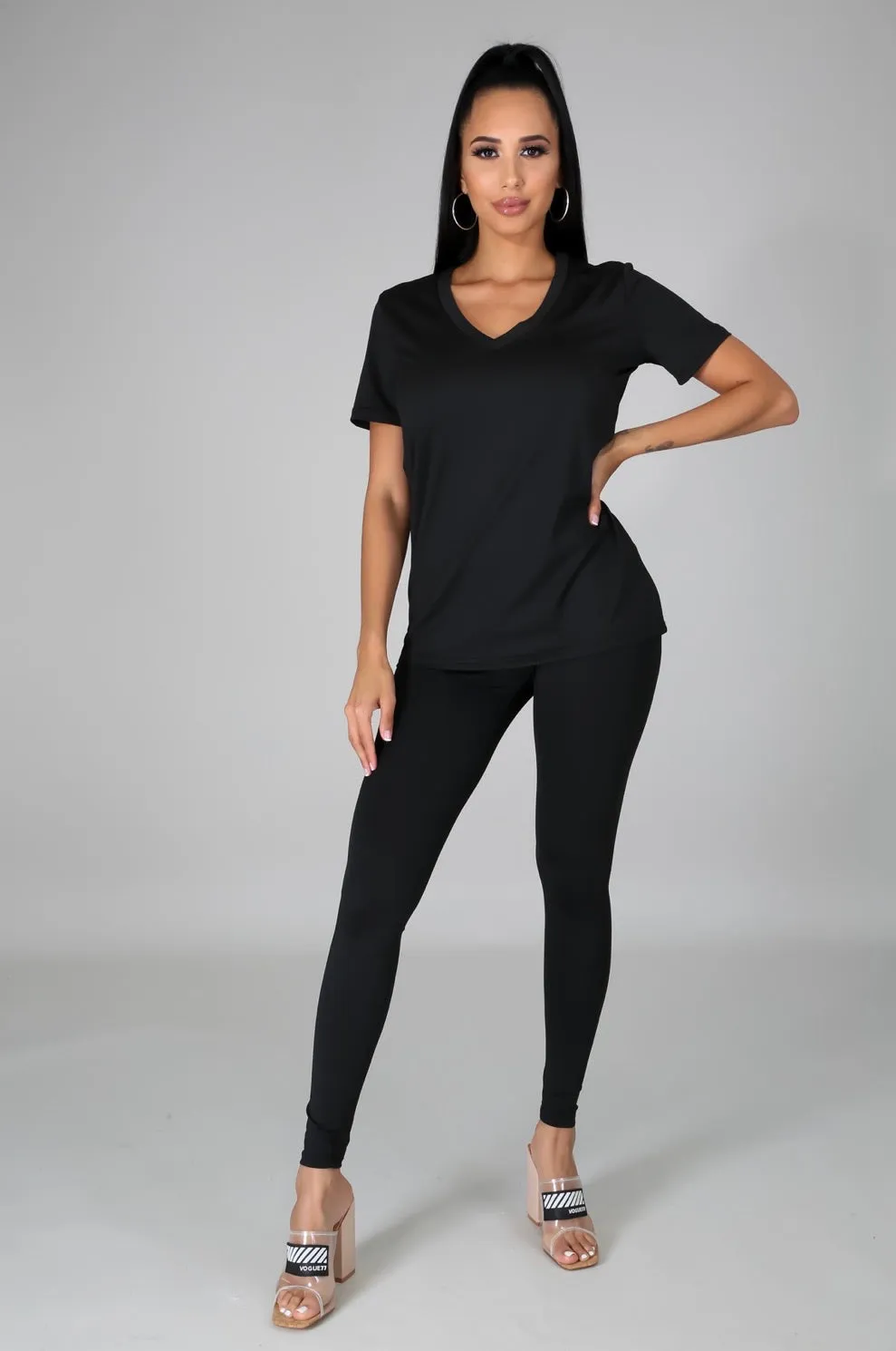 Structured V-Neck Top and Pants Set