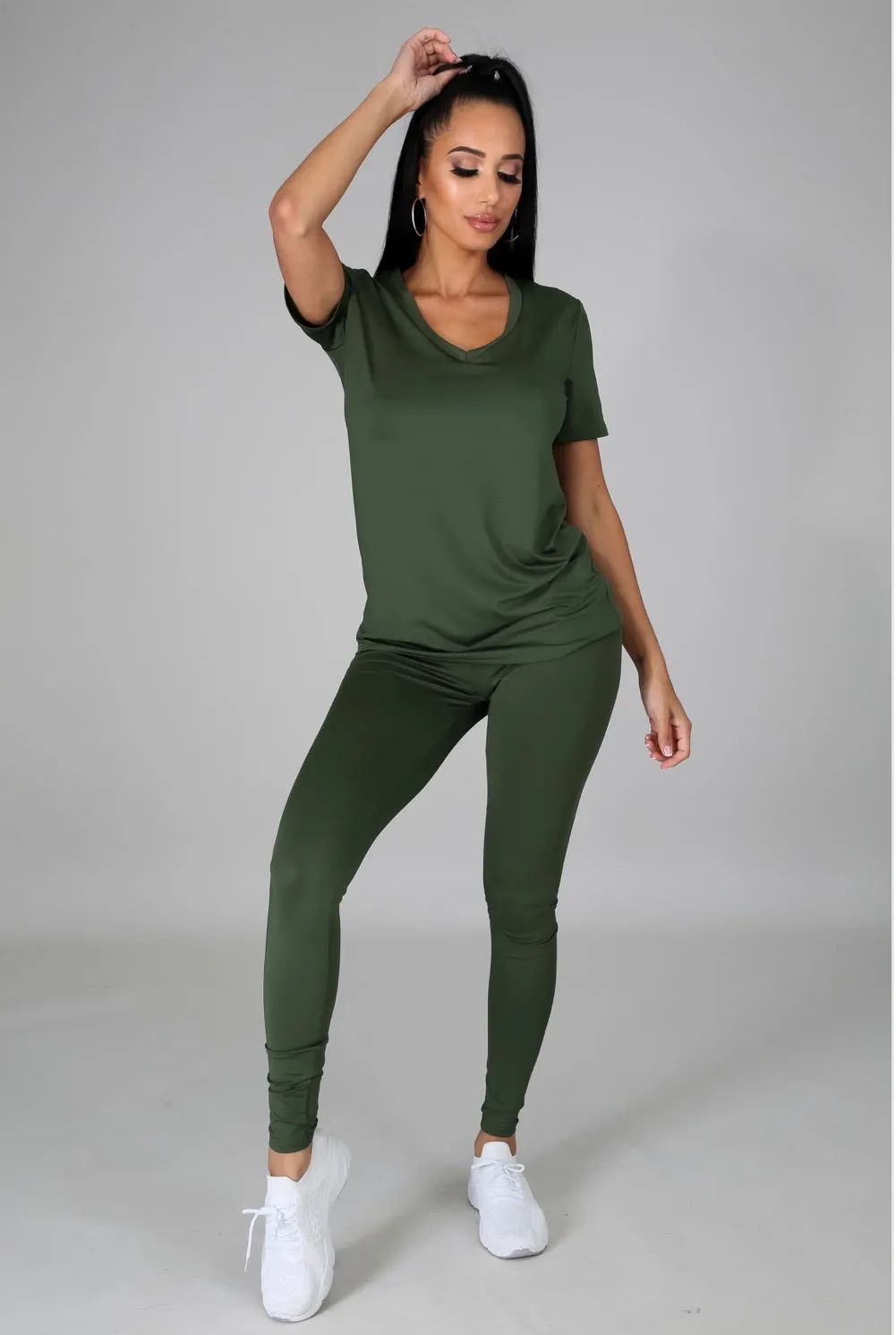 Structured V-Neck Top and Pants Set