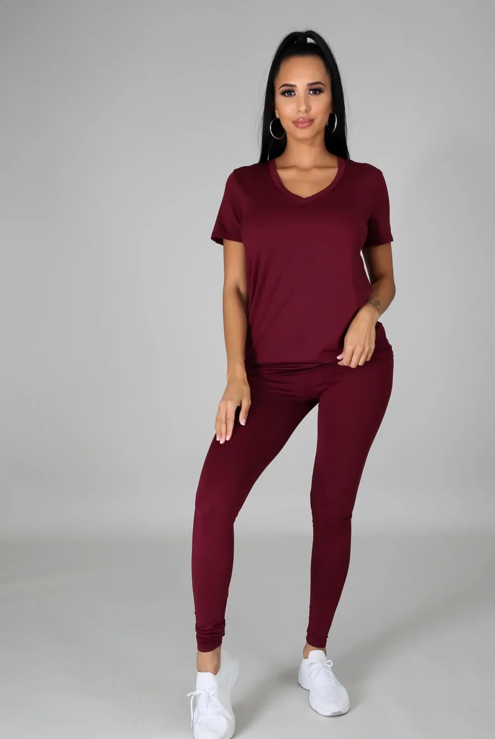 Structured V-Neck Top and Pants Set