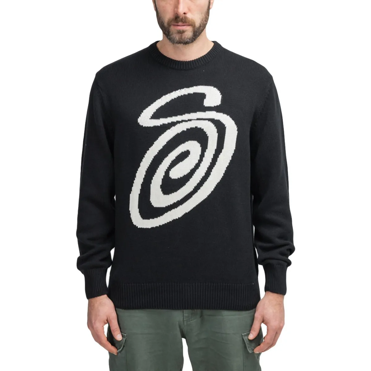 Stussy Curly Sweater Black White