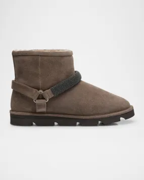 Suede and Shearling Monili Harness Boots for Fashion Forward Footwear