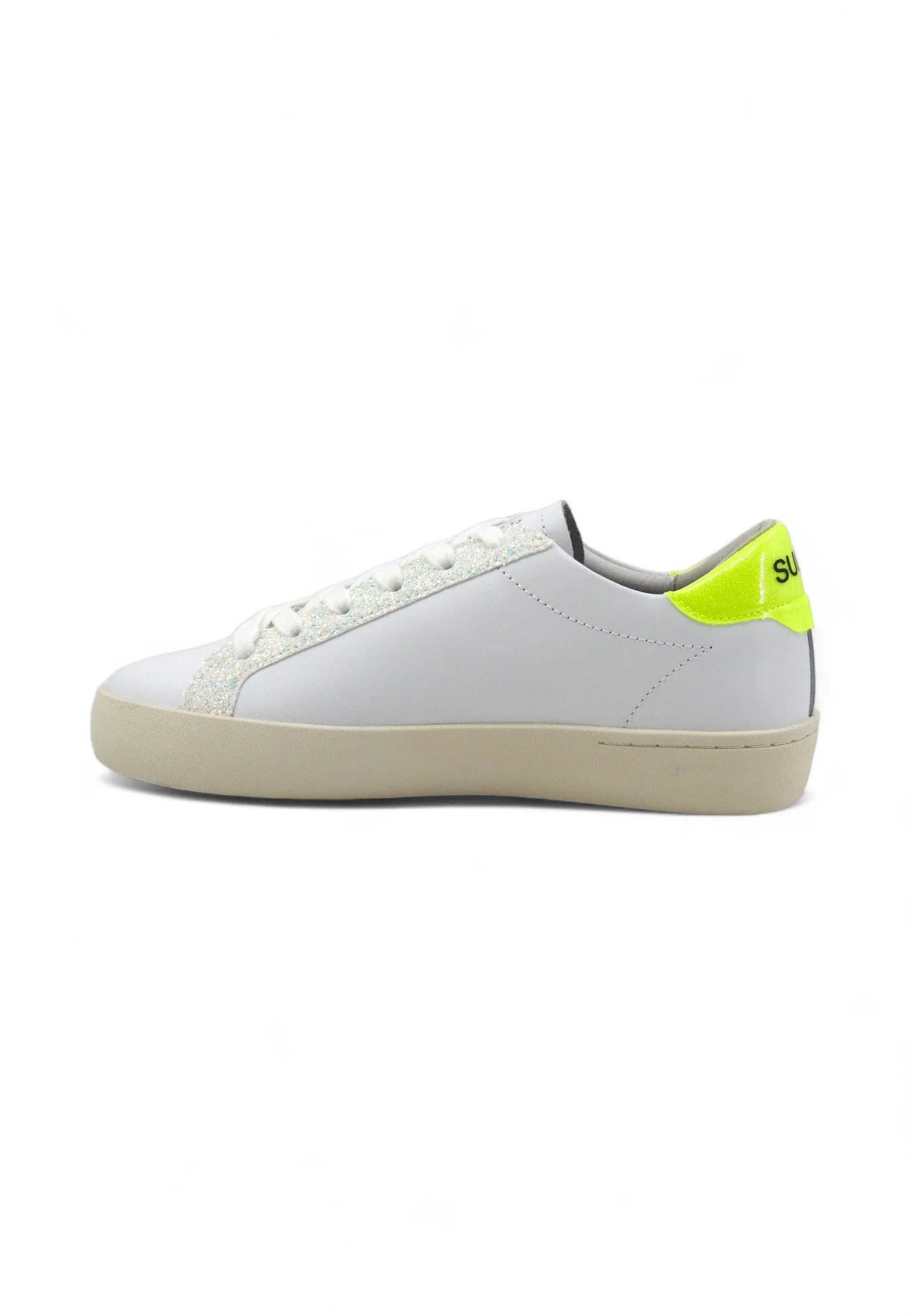 SUN68 Katy women's white and yellow sneakers in leather (Z34225)