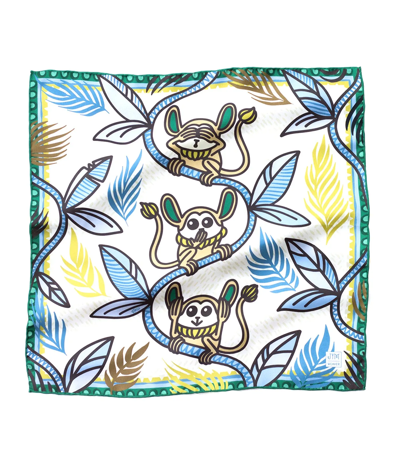 Blue Tarsier Pocket Square No Evil