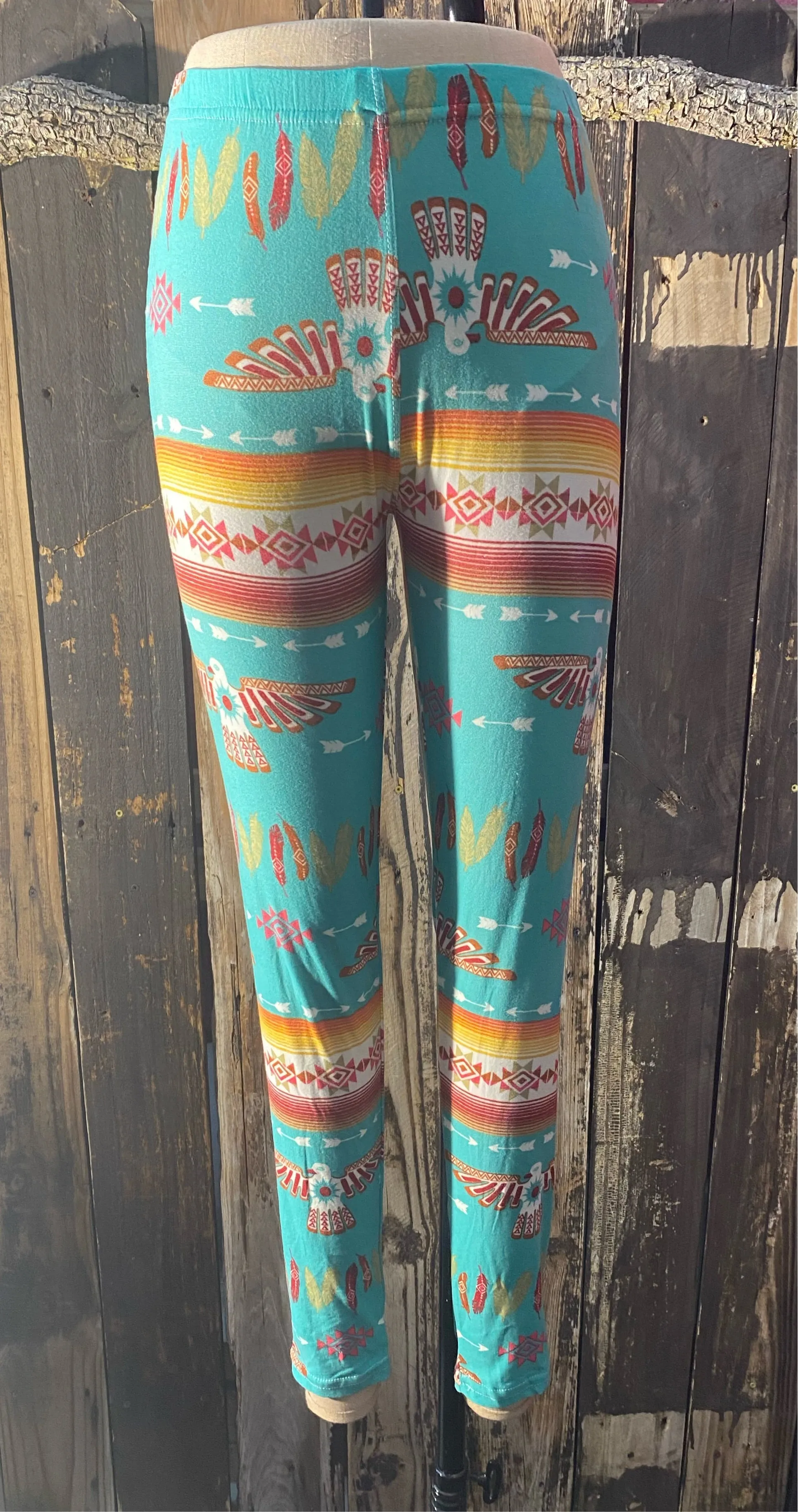 Teal Aztec Leggings Eagles Size S Queen Bee’s Closet #552