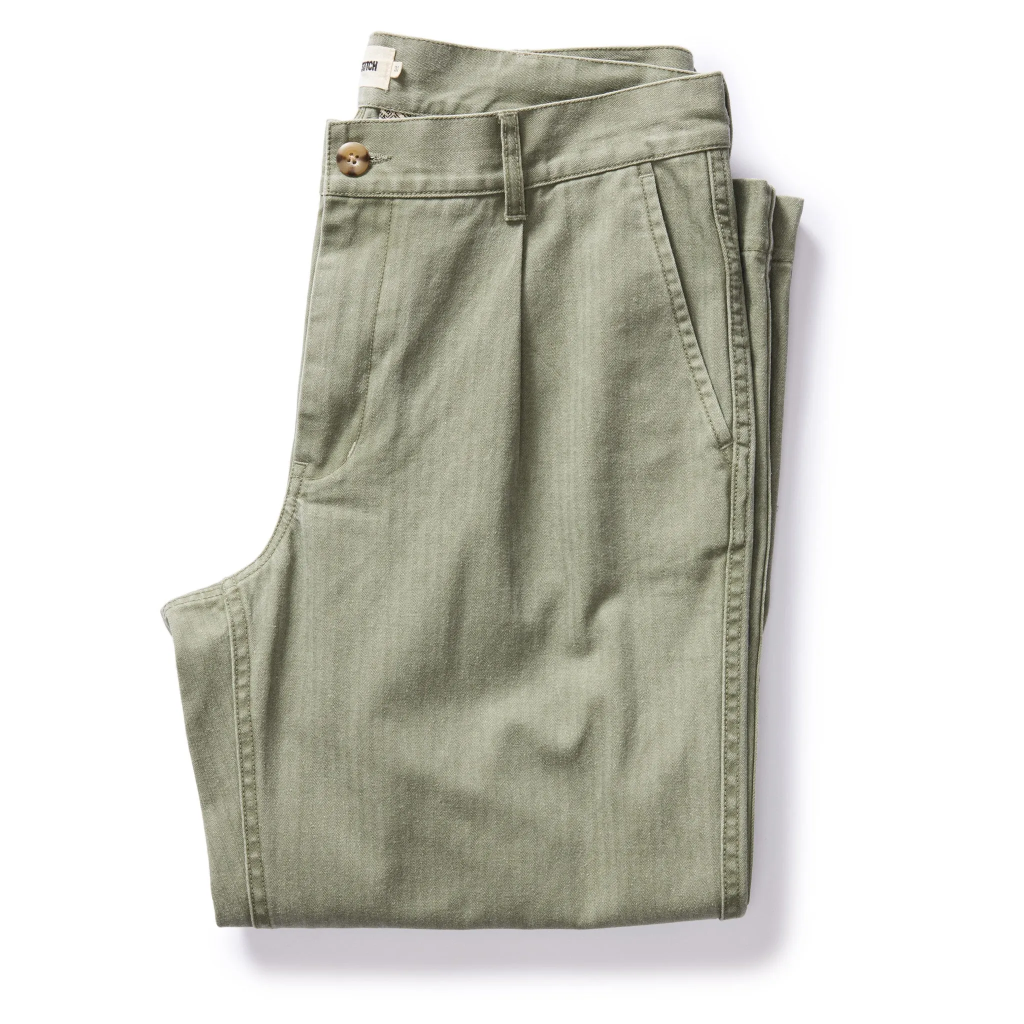 Dried Sage Pigment Herringbone Matlow Trousers