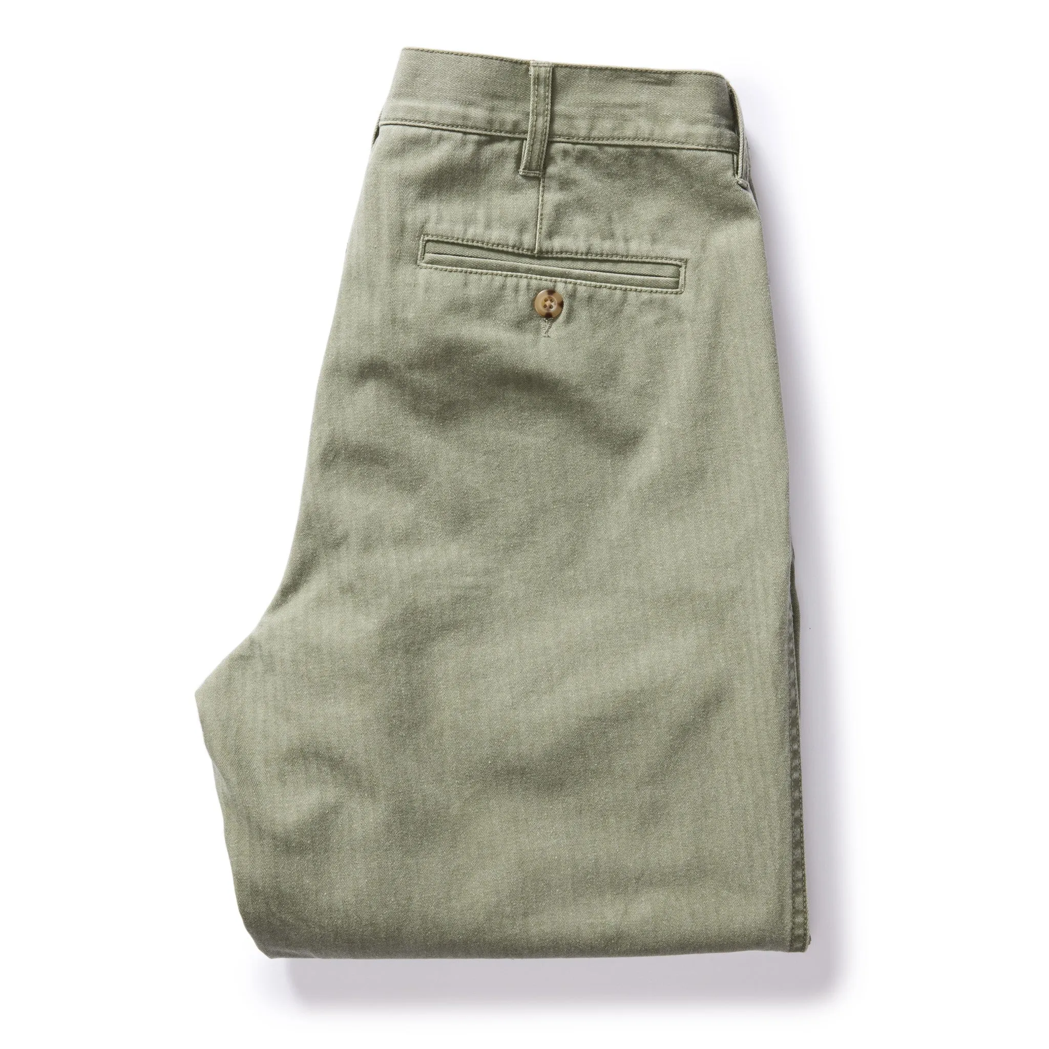 Dried Sage Pigment Herringbone Matlow Trousers