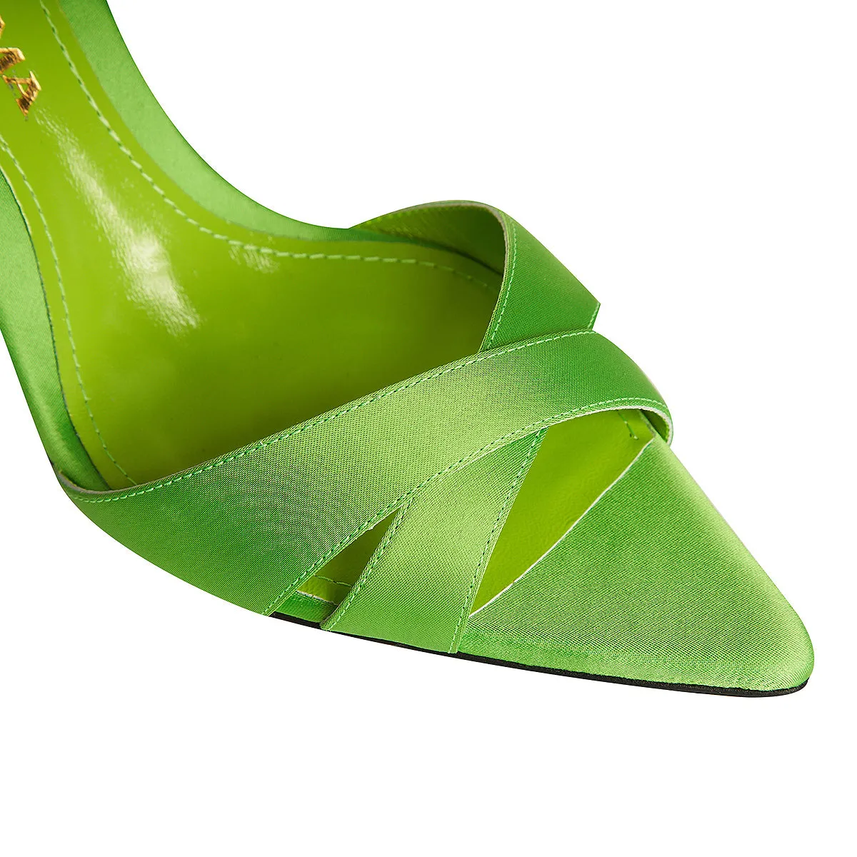 Thea Green Satin Sandals