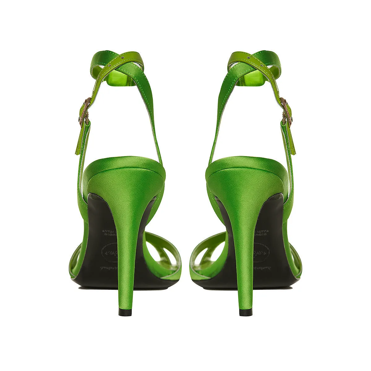 Thea Green Satin Sandals