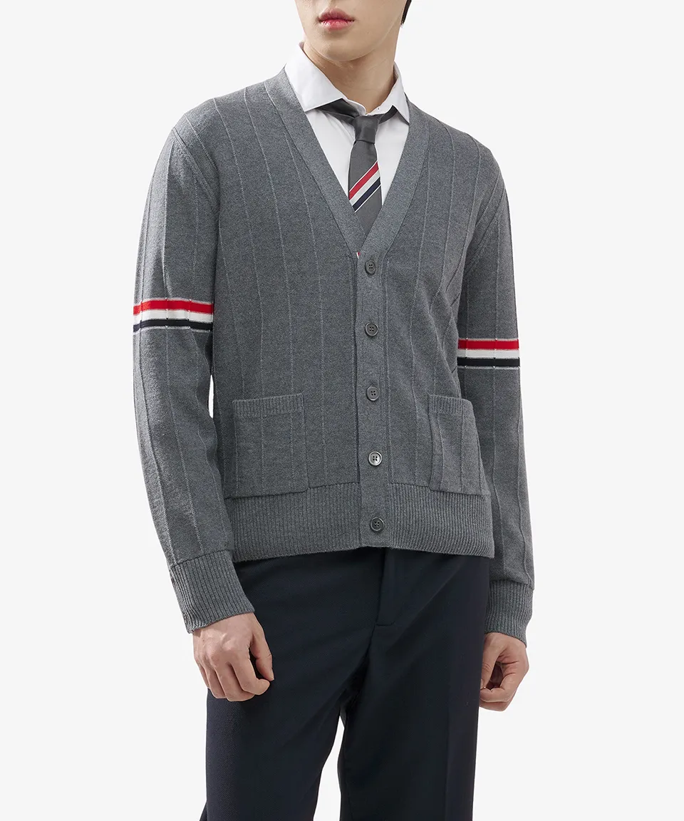 THOM BROWNE Striped Street Style Cardigans with Plain Logo Designs