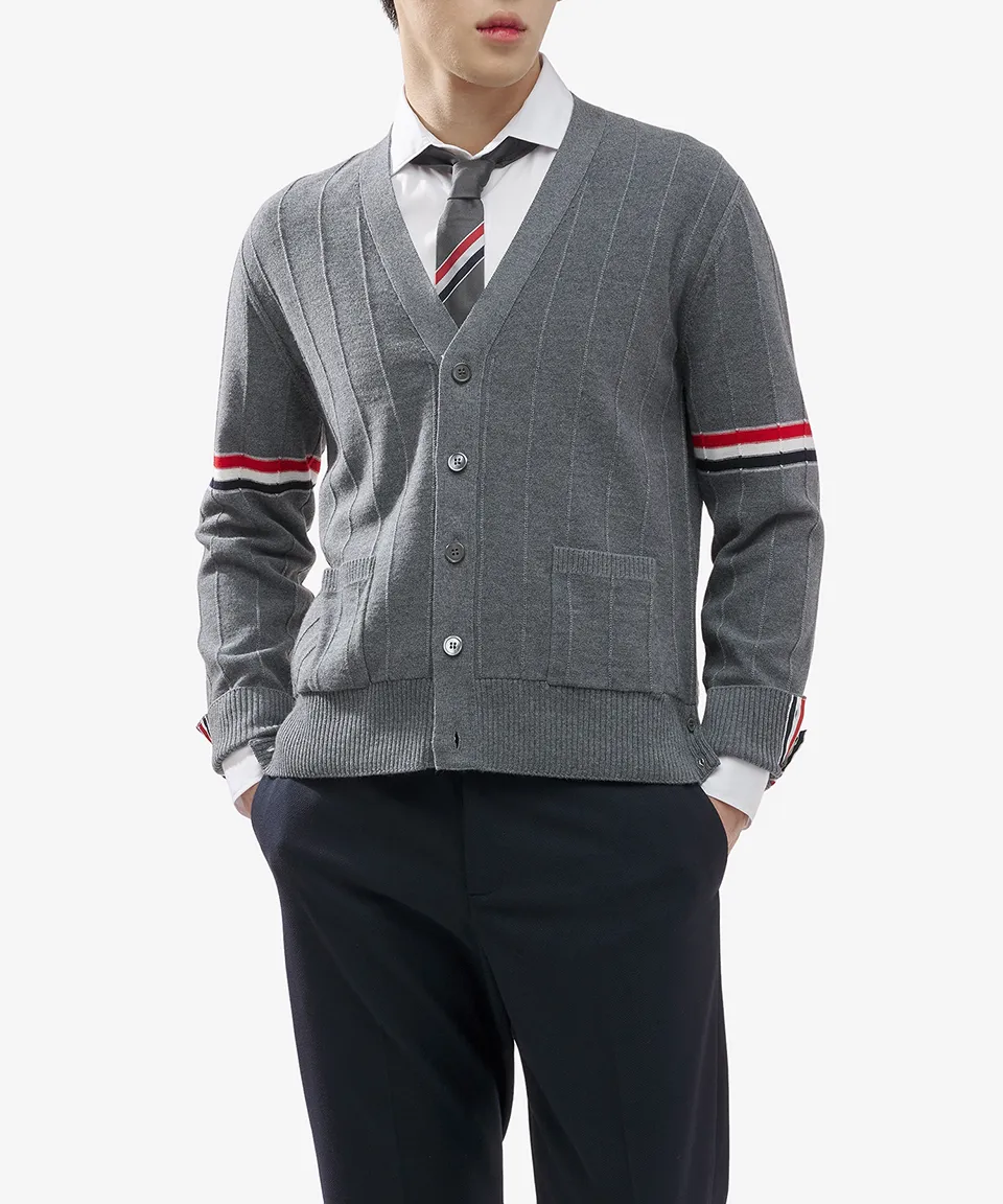 THOM BROWNE Striped Street Style Cardigans with Plain Logo Designs