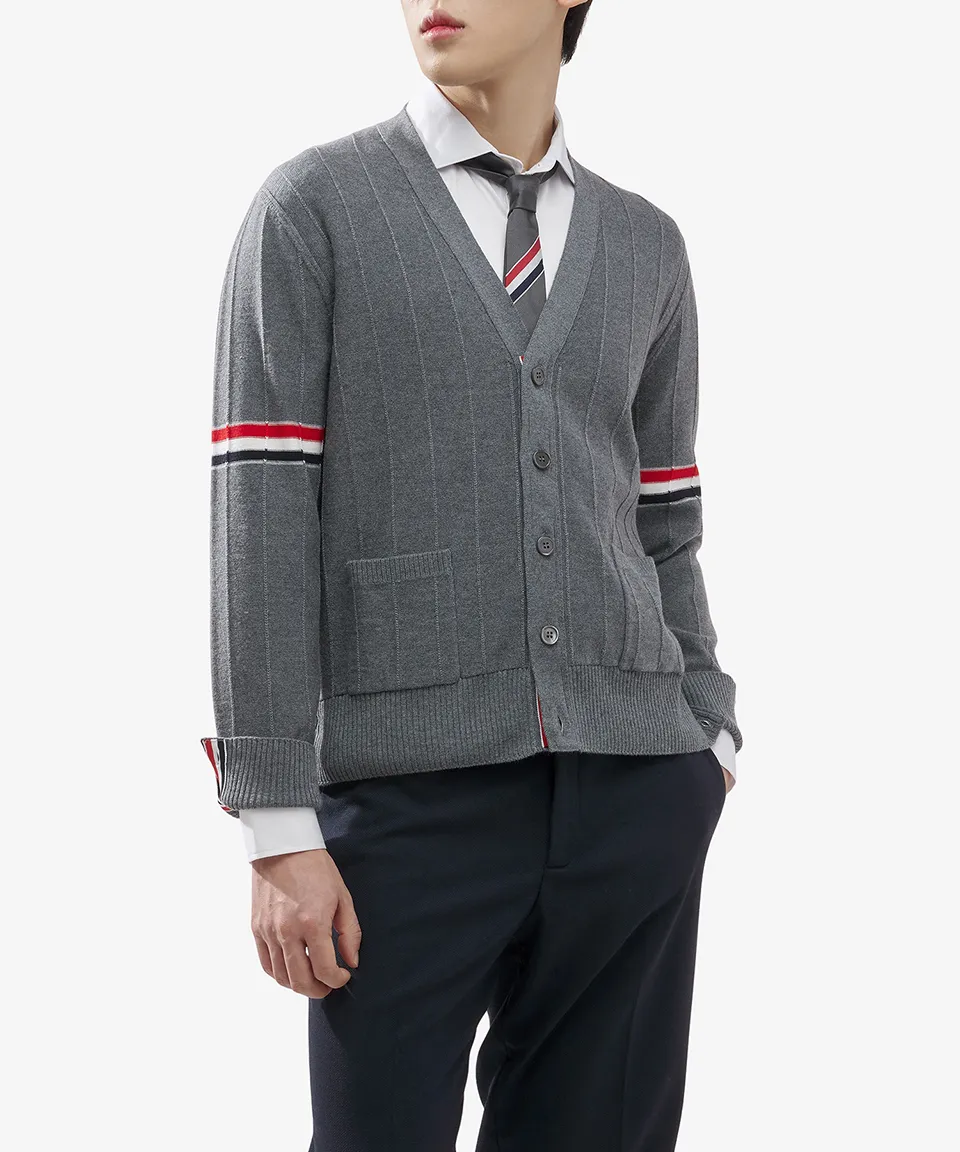 THOM BROWNE Striped Street Style Cardigans with Plain Logo Designs