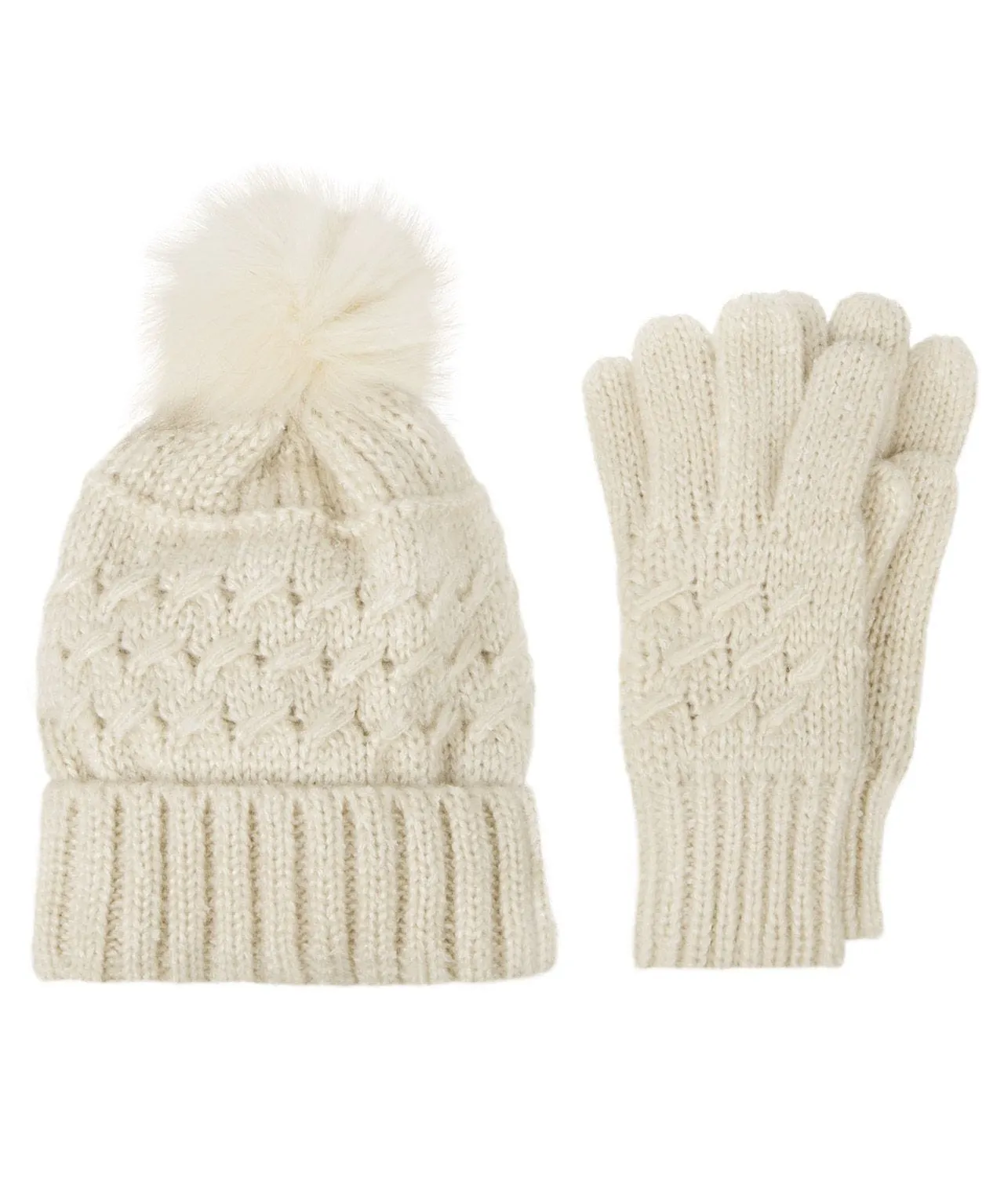 Totes Ladies Cable Hat and Gloves Gift Set