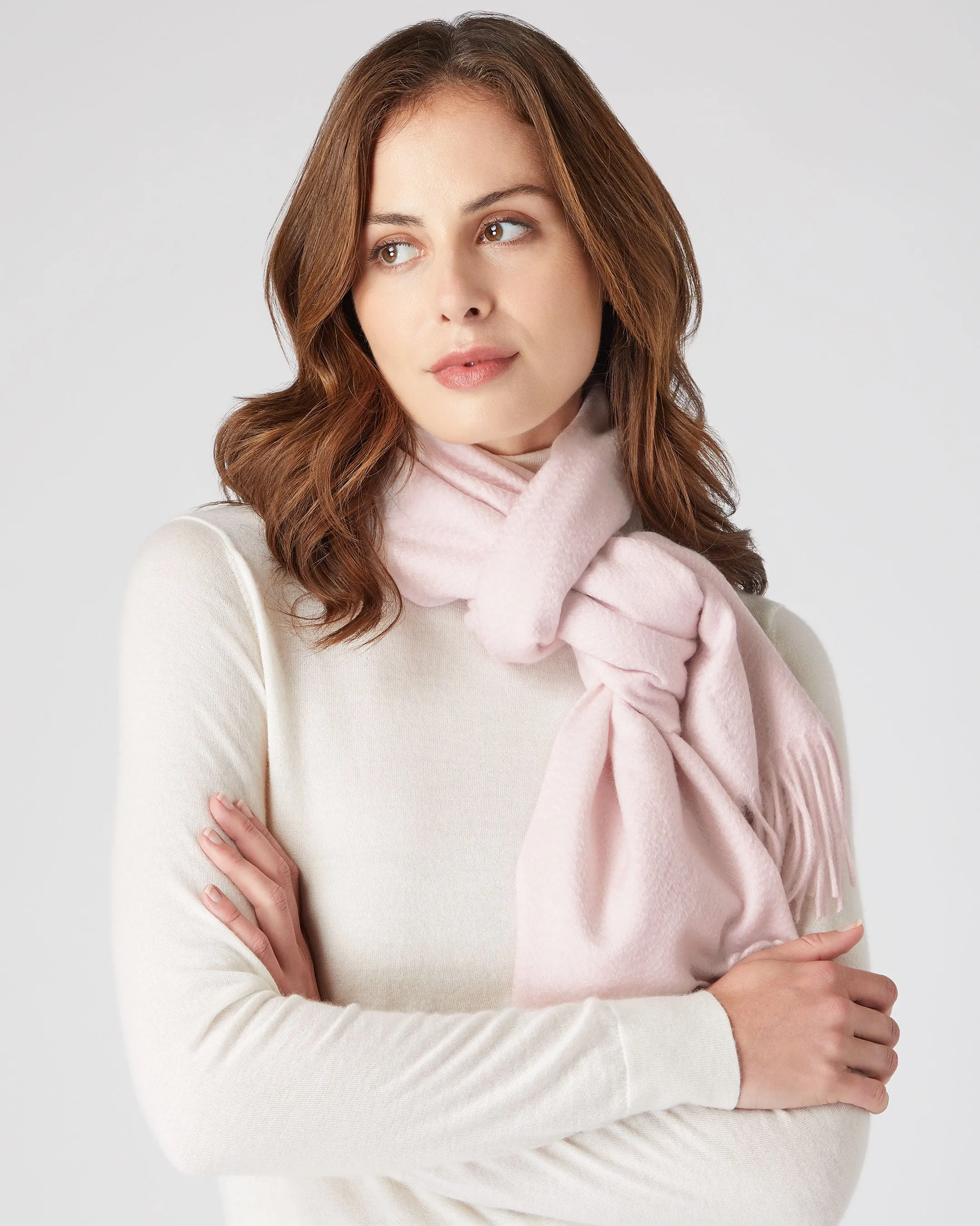 Large Cashmere Scarf in Quartz Pink for All Genders