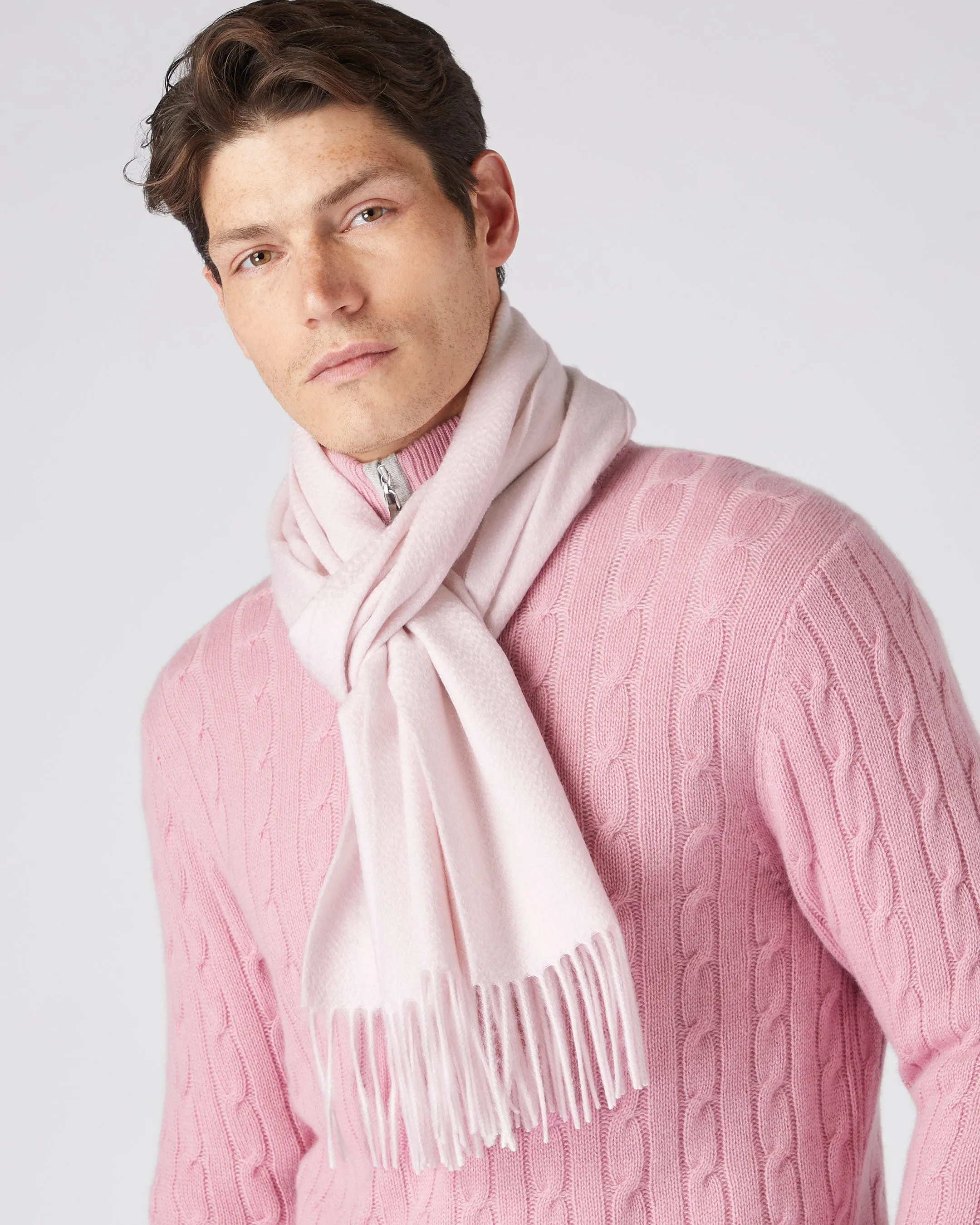 Large Cashmere Scarf in Quartz Pink for All Genders