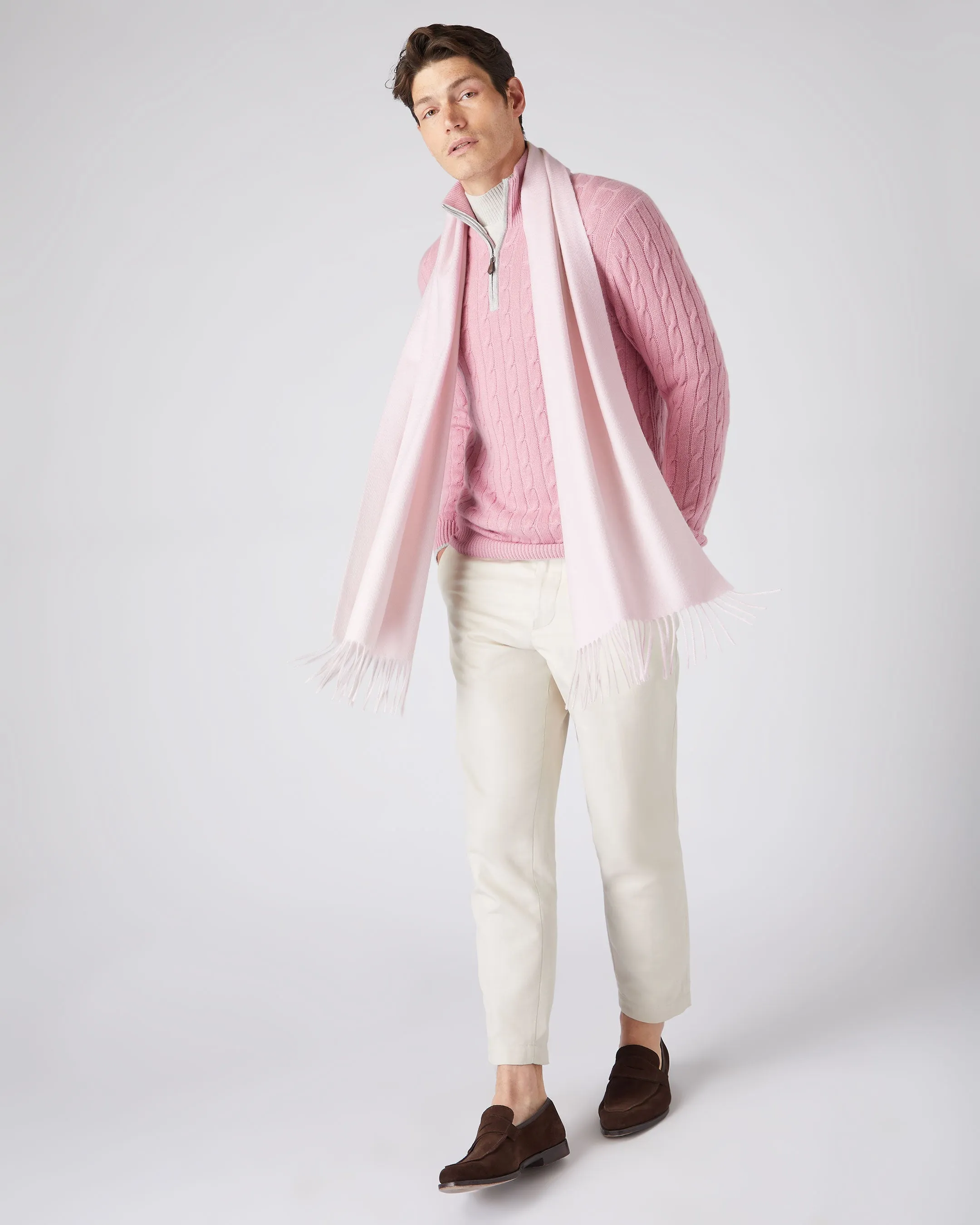 Large Cashmere Scarf in Quartz Pink for All Genders