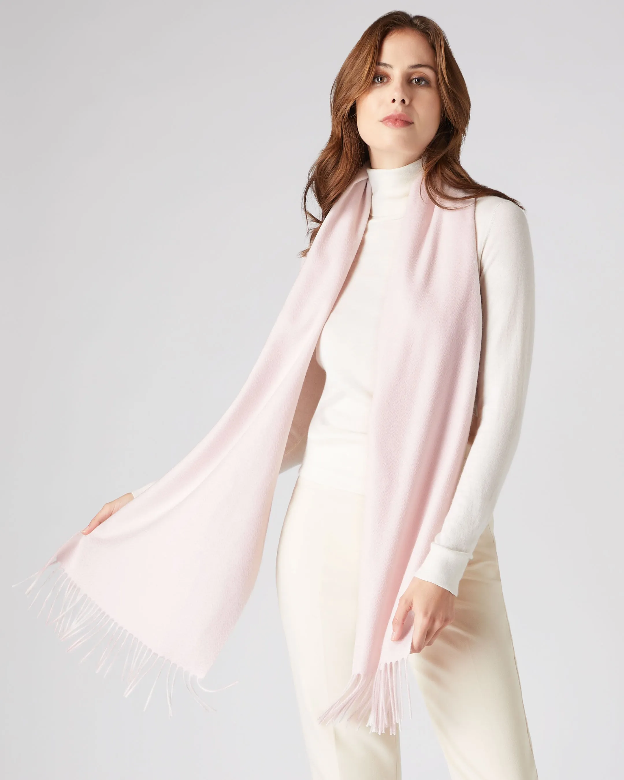 Large Cashmere Scarf in Quartz Pink for All Genders