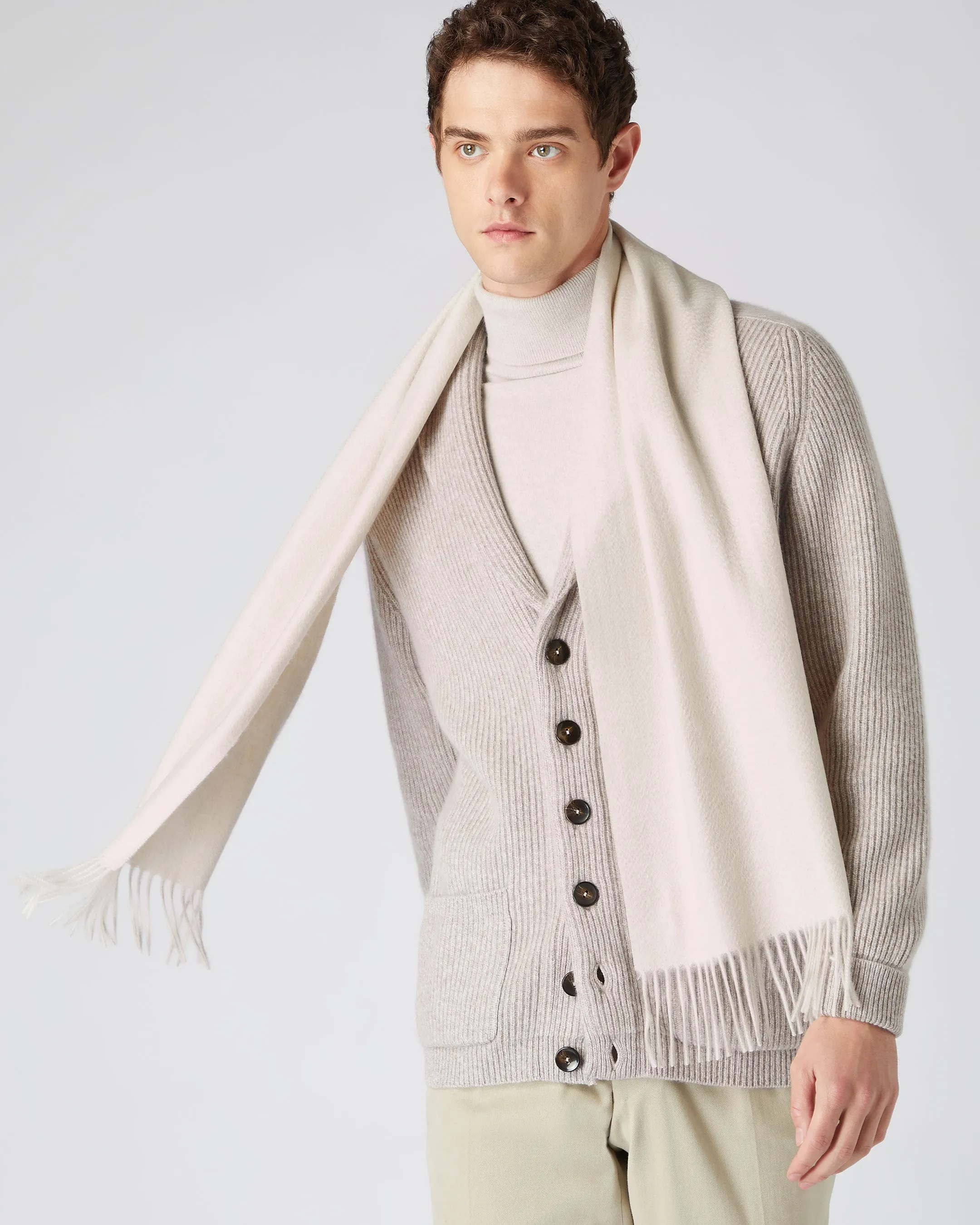 Woven Cashmere Scarf White