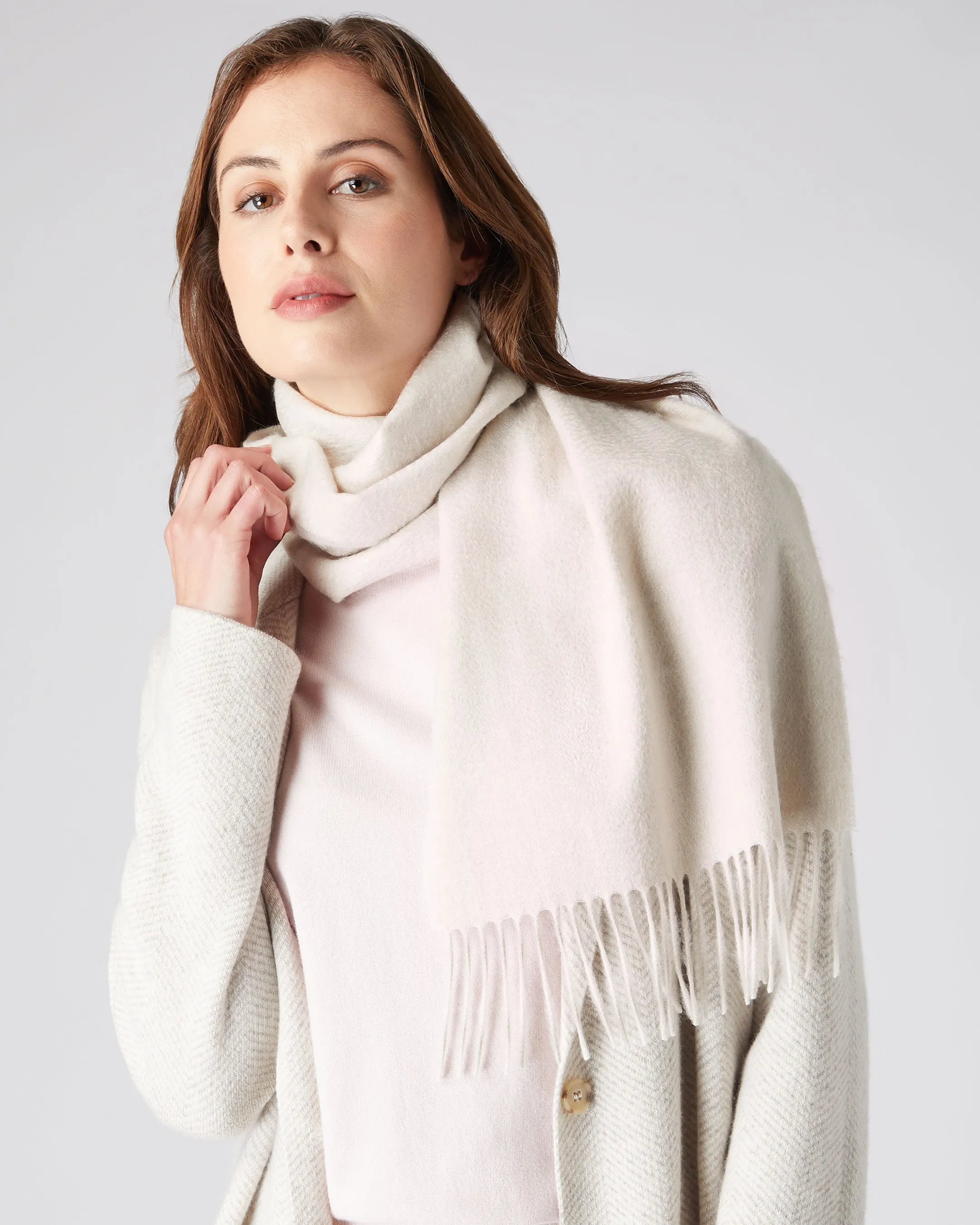 Woven Cashmere Scarf White