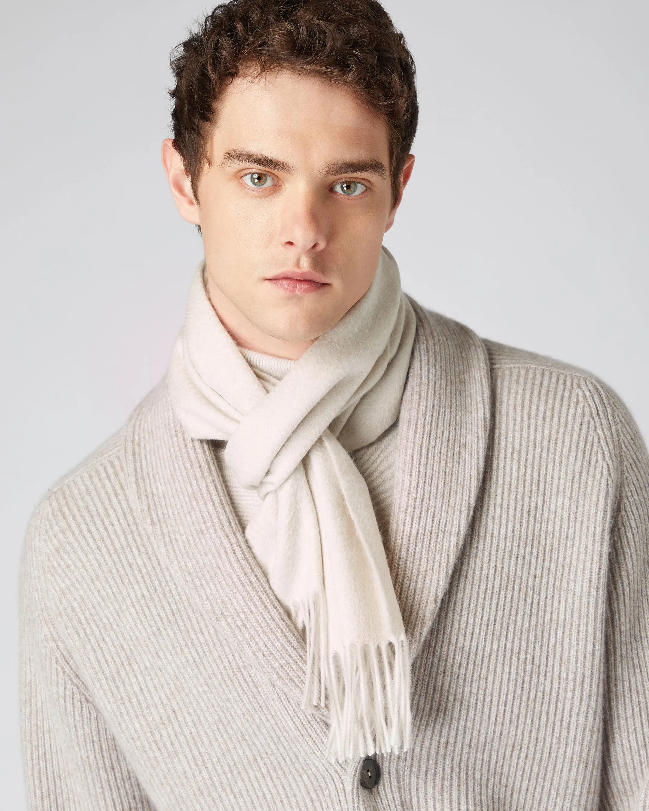 Woven Cashmere Scarf White