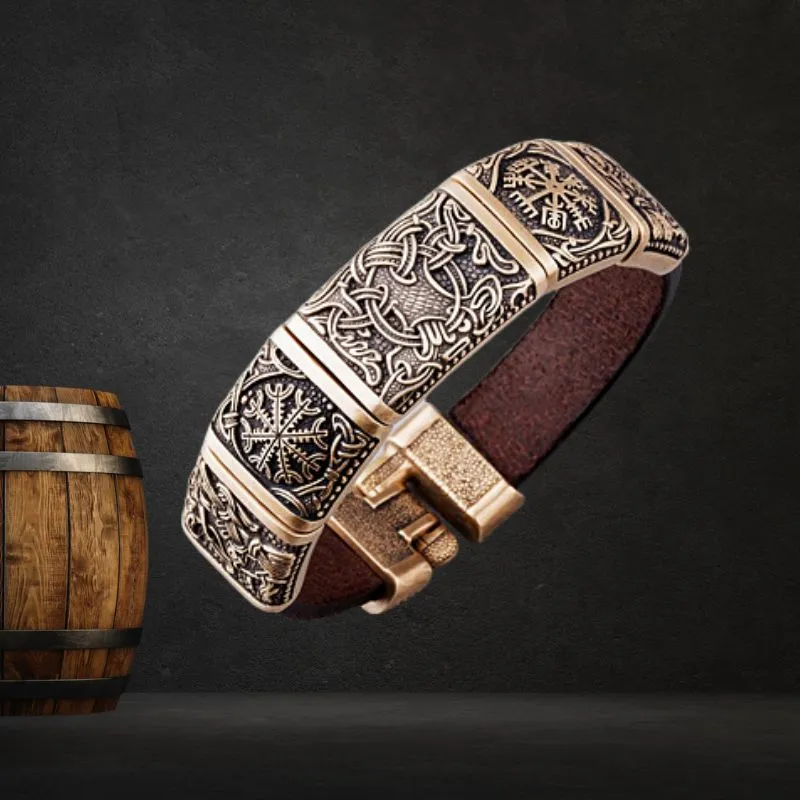 Viking Hugin & Munin Leather bracelet