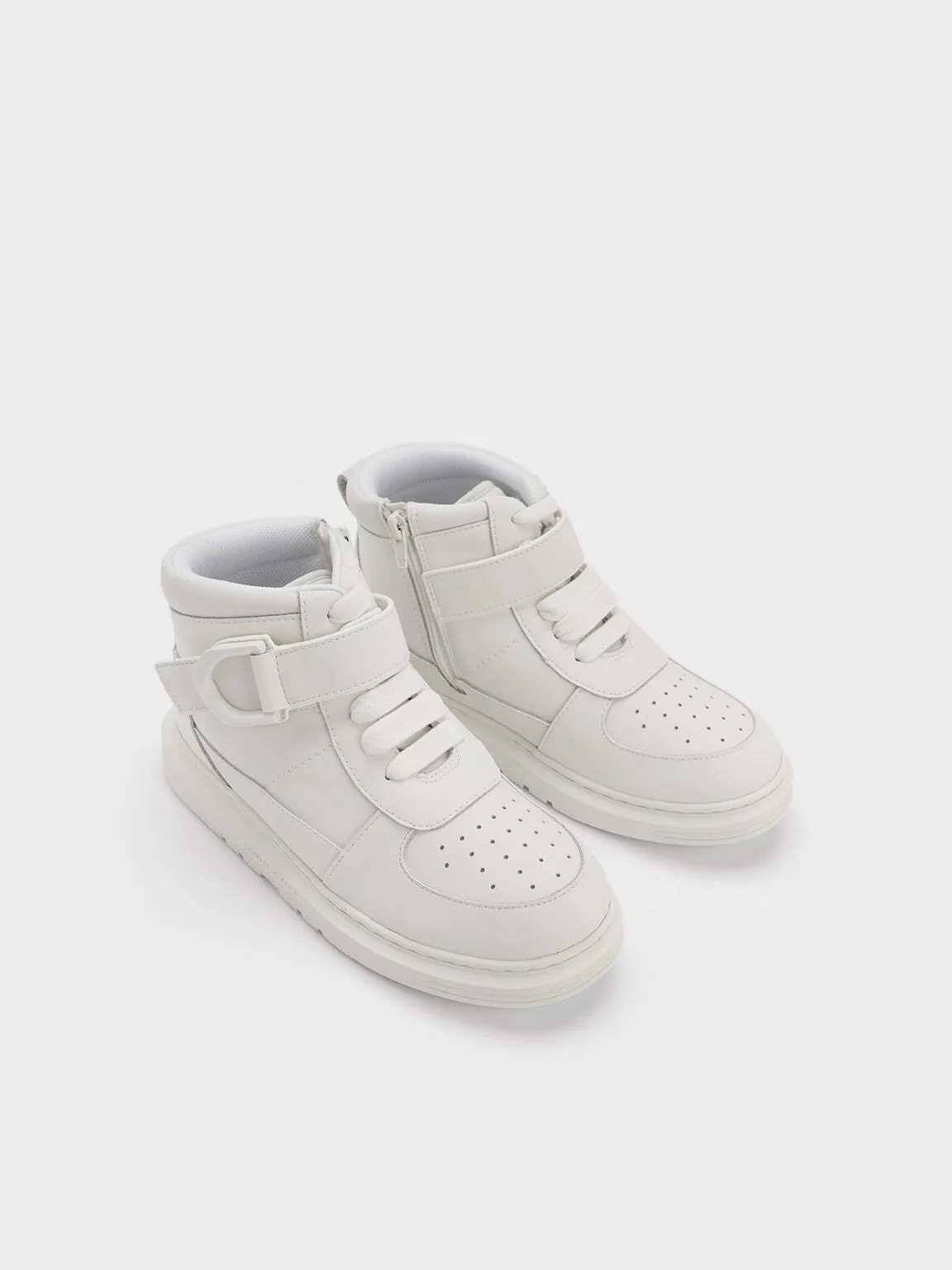 White Leather High-Top Sneaker for Girls - Gabine