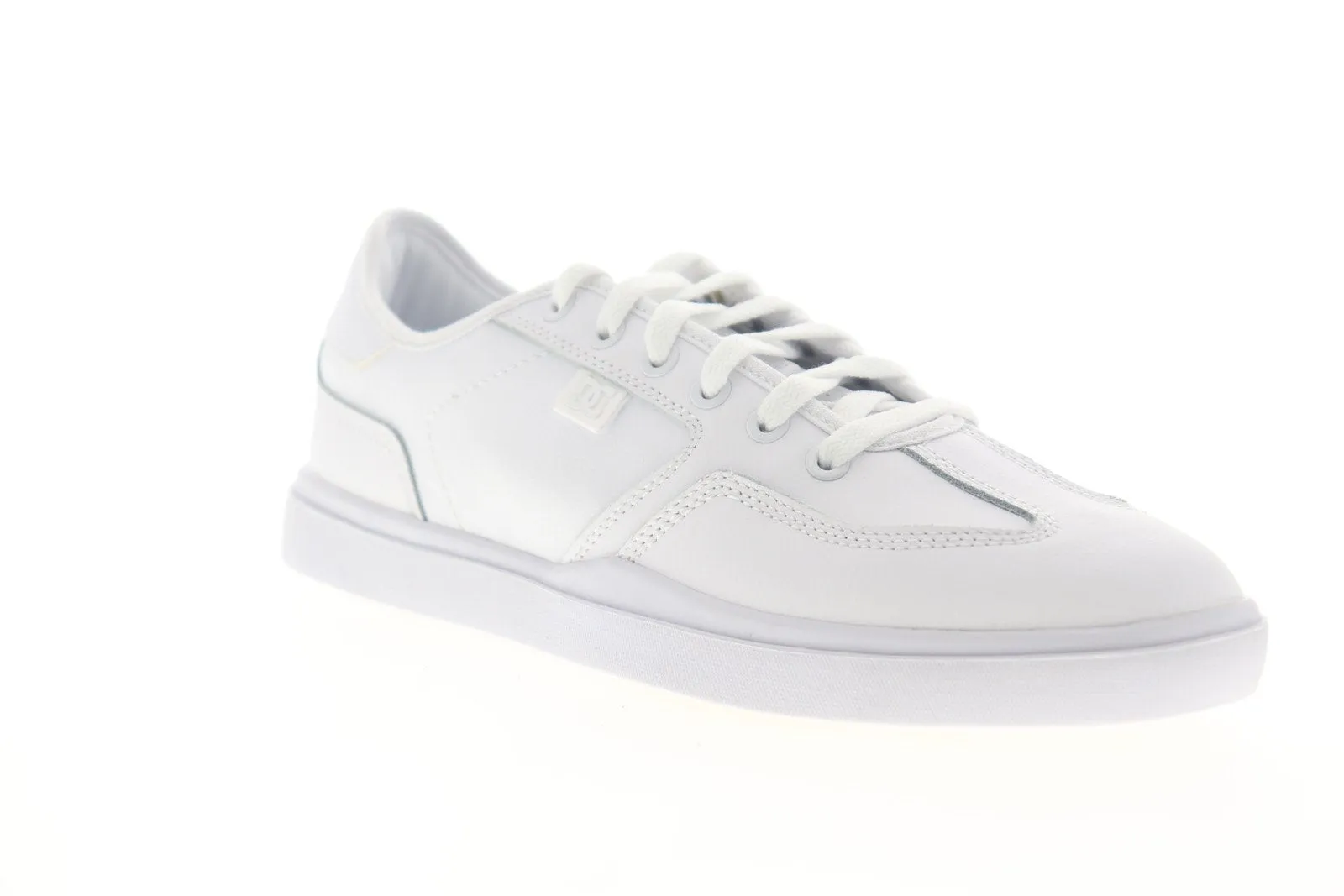 White Leather Lace-Up Skate Sneakers for Men - DC Vestrey ADYS100444