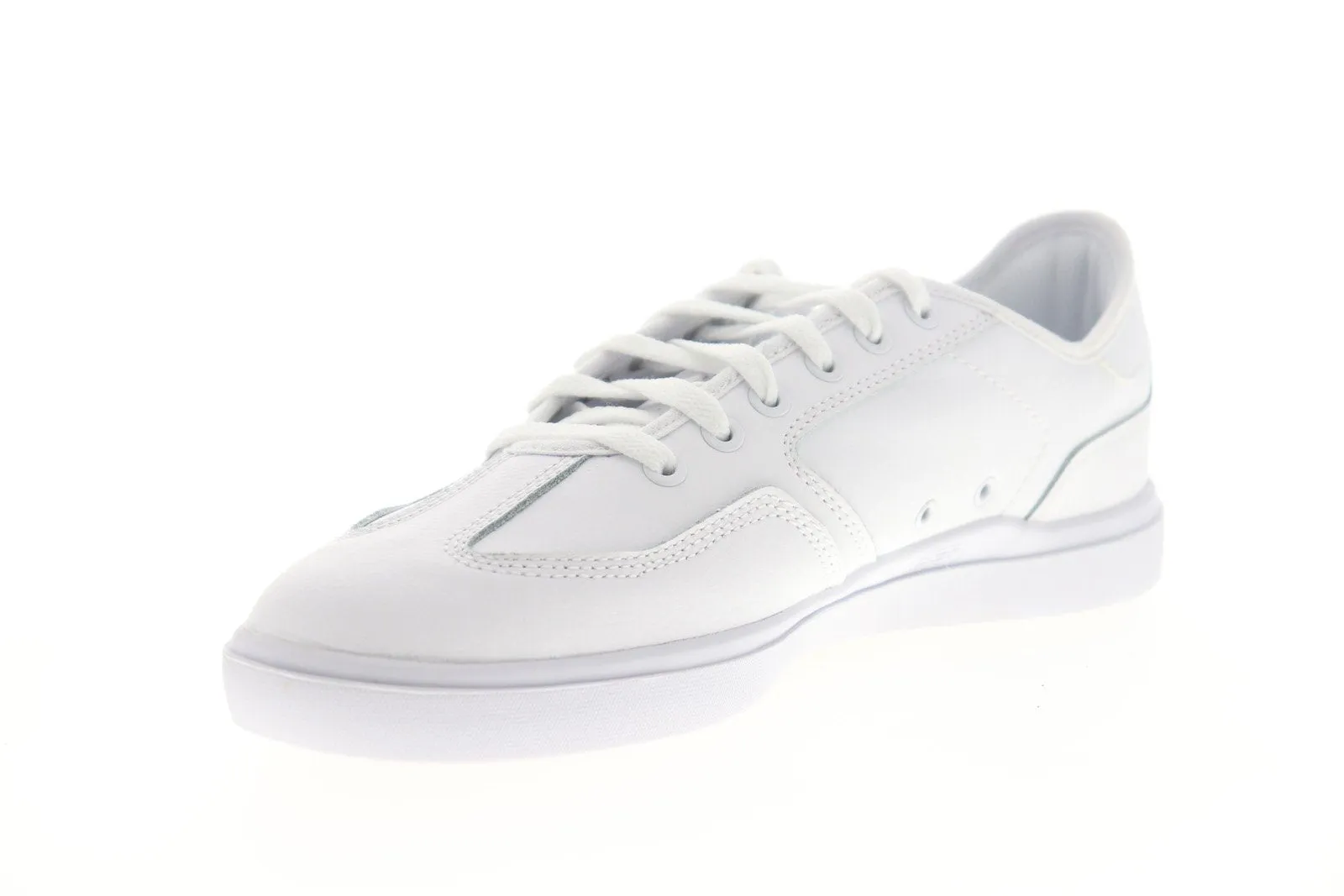 White Leather Lace-Up Skate Sneakers for Men - DC Vestrey ADYS100444