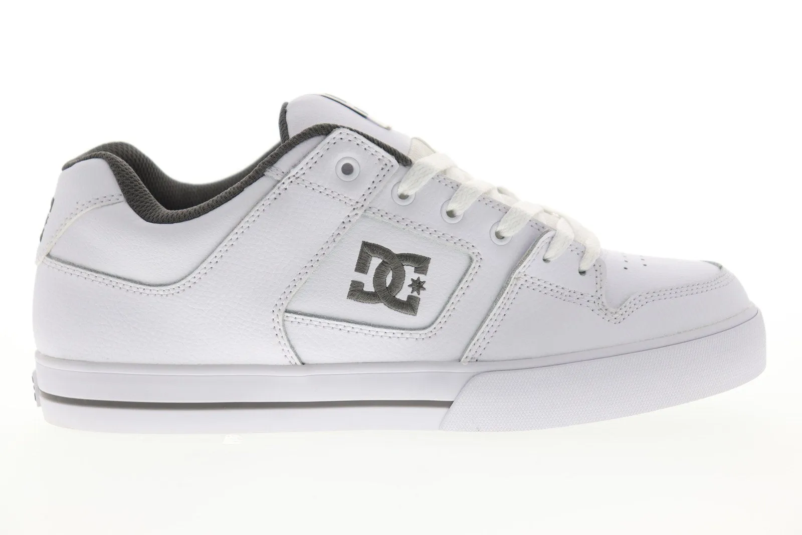 White Leather Low Top Lace Up Skate Sneakers Shoes for Men by DC Pure