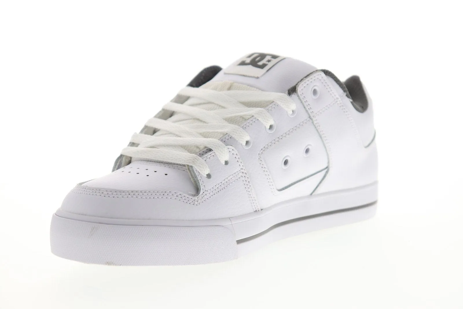 White Leather Low Top Lace Up Skate Sneakers Shoes for Men by DC Pure