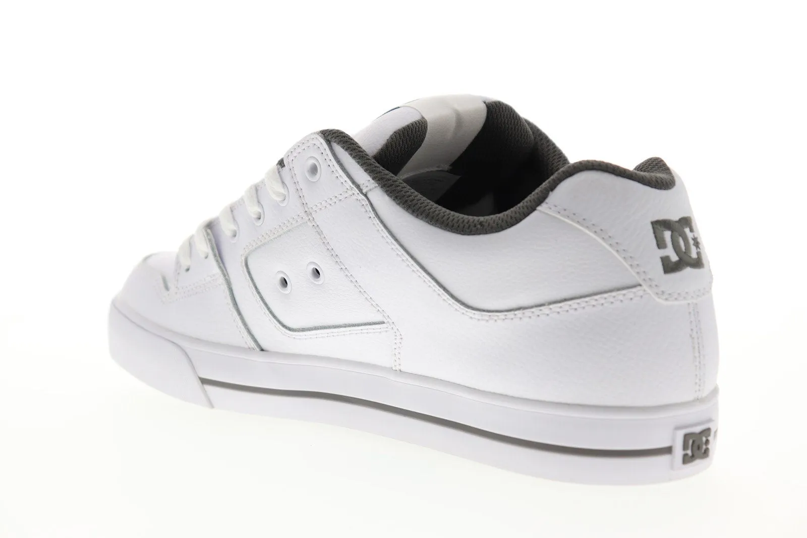 White Leather Low Top Lace Up Skate Sneakers Shoes for Men by DC Pure