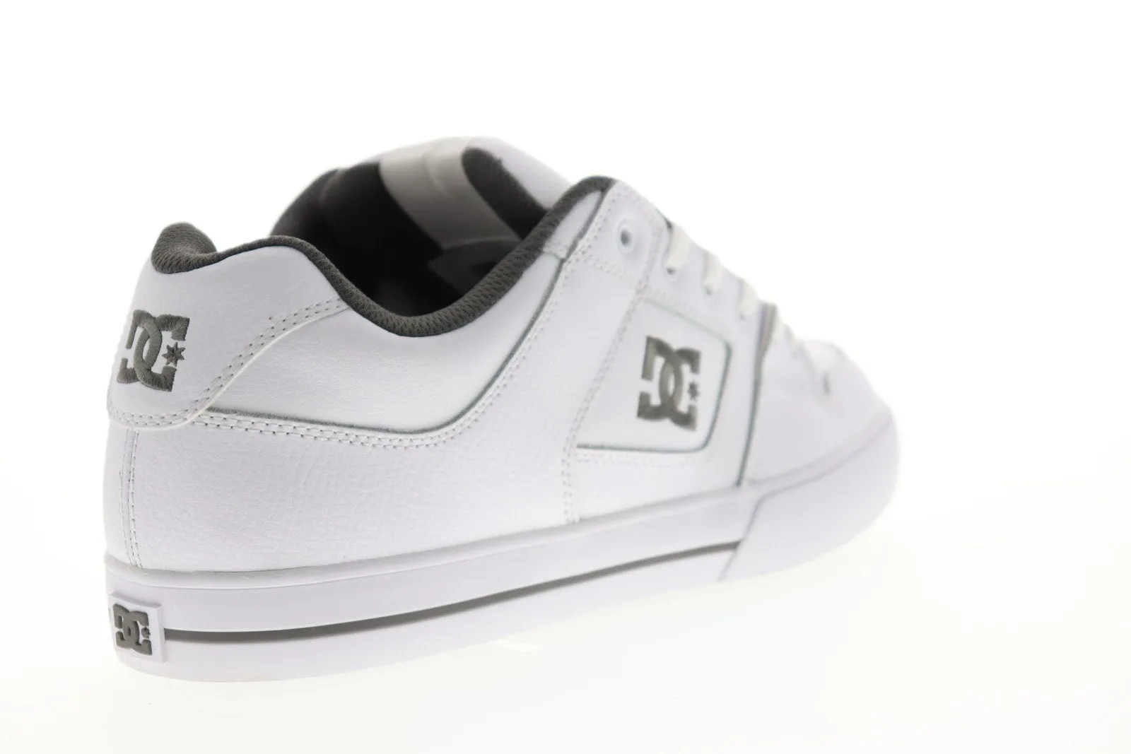 White Leather Low Top Lace Up Skate Sneakers Shoes for Men by DC Pure