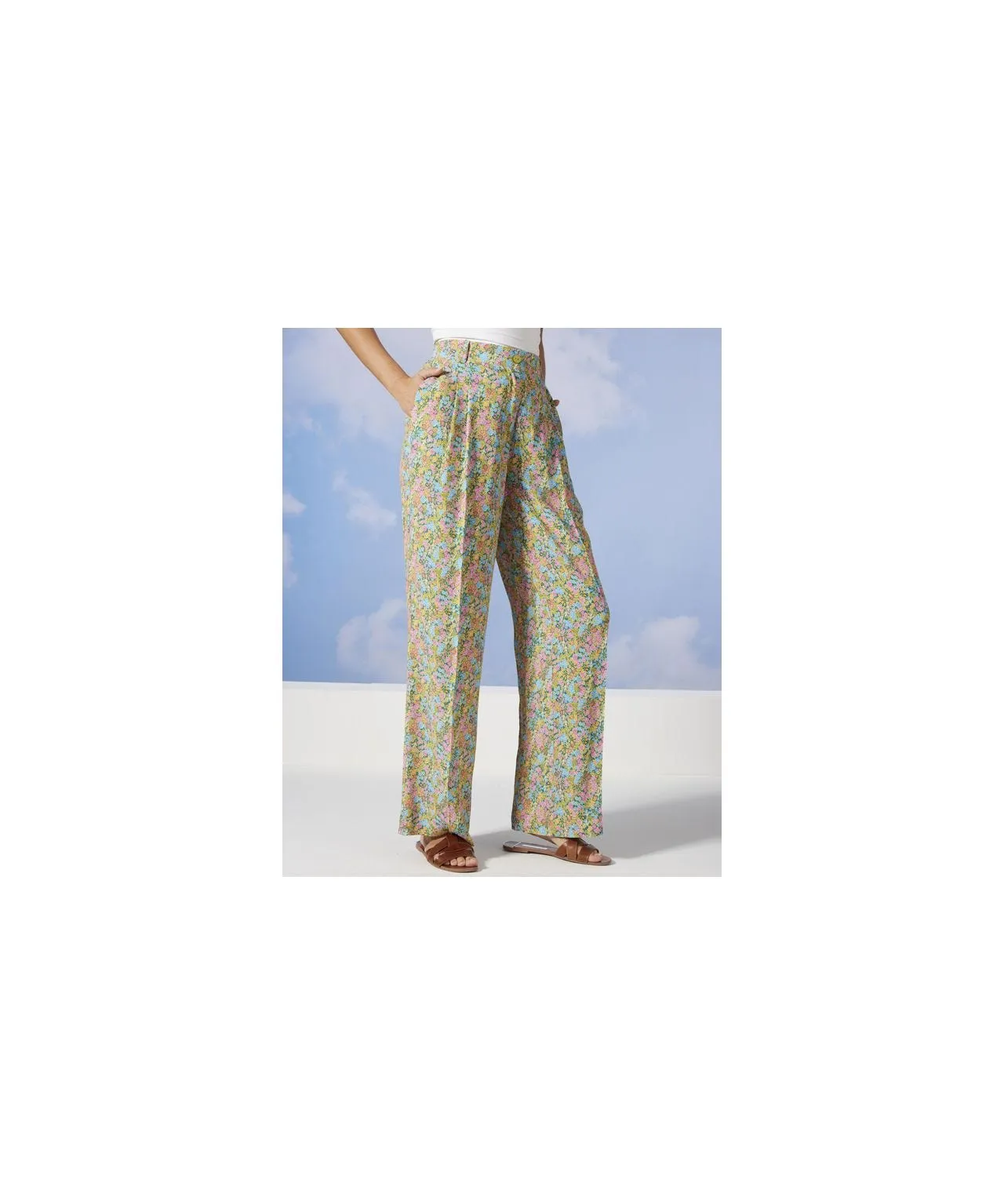 Printed Wide-leg Pants