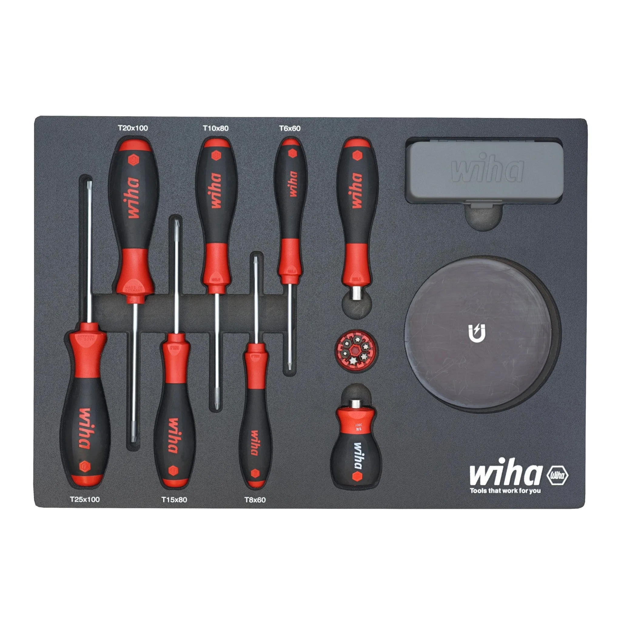 Wiha 91851 45-Piece Knife Maintenance Magnetic Workstation Tray Set